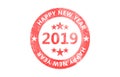 2019 New year red round stamp isolated on white background. 3d illustration Royalty Free Stock Photo