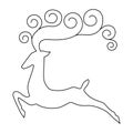 New Year reindeer symbol, continuous line drawing. Vector illustration. Humor