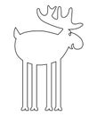 New Year reindeer symbol, continuous line drawing. Vector illustration. Humor