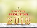 New year resolution 2018 3d rendering on marble table at green