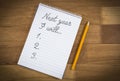 New year resolution list Royalty Free Stock Photo