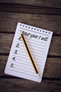 New year resolution list Royalty Free Stock Photo