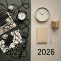New Year Resolution - Shift from Clutter, Chaos, Mess, & Stress in 2025 to Minimalism, Declutter, & Digital Detox in 2026 Royalty Free Stock Photo