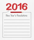 2016 new year resolution on white paper with pencil and drawing Royalty Free Stock Photo