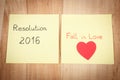 New year resolution on yellow sheet of paper Royalty Free Stock Photo