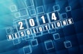 New year 2014 resolutions in blue glass blocks Royalty Free Stock Photo