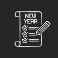 New Year resolutions chalk white icon on black background