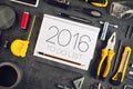 2016, New Year Resolutions Craftsman Workshop Concept