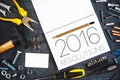 2016, New Year Resolutions Craftsman Workshop Concept