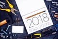 2018, New Year Resolutions Craftsman Workshop Concept