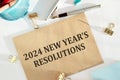 New year resolutions 2024 on desk. Goals, resolutions, plan, action, checklist concept