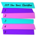 New Year Resolutions sticky notes vector template. Royalty Free Stock Photo