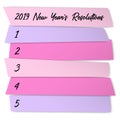 New Year Resolutions sticky notes vector template. Royalty Free Stock Photo