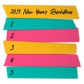 New Year Resolutions sticky notes vector template. Royalty Free Stock Photo