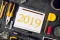 2019 New Year resolutions notebook Royalty Free Stock Photo