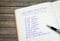 New Year resolutions in a notepad Royalty Free Stock Photo