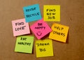 New Year resolutions or popular Goals and colorful sticky post its memo notes on cork board Royalty Free Stock Photo