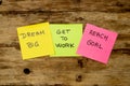 New Year resolutions or popular Goals on colorful sticky post its notes on wood rustic table Royalty Free Stock Photo