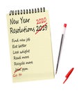 New year resolutions 2019 - same again. Notepad list isolated on white.