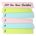 New Year Resolutions sticky notes vector template. Royalty Free Stock Photo