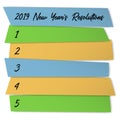 New Year Resolutions sticky notes vector template. Royalty Free Stock Photo