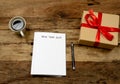 2019 New Year Resolutions written on notebook Gift and coffee on wood table in Better life goals Royalty Free Stock Photo