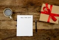 2019 New Year Resolutions written on notebook Gift and coffee on wood table in Better life goals Royalty Free Stock Photo