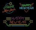 New year retro set label neon light star simple Royalty Free Stock Photo