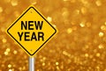 New Year Road Sign Royalty Free Stock Photo