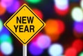 New Year Road Sign Royalty Free Stock Photo