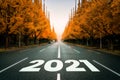 2021 New Year road trip travel and future vision concept . Royalty Free Stock Photo