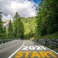 2021 New Year road trip travel and future vision concept . Royalty Free Stock Photo