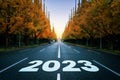 2023 New Year road trip travel and future vision concept .