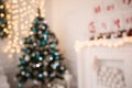 New year room with decorated Christmas tree Royalty Free Stock Photo