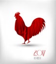 2017 New Year of rooster. Stylized red rooster on a light background. Vector illustration