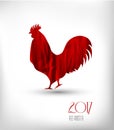 2017 New Year of rooster. Stylized red rooster on a light background. Vector illustration Royalty Free Stock Photo