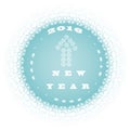 New year round the logo from snowflakes on a blue background. Royalty Free Stock Photo