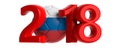 New year 2018 with Russia flag soccer football ball on white background. 3d illustration Royalty Free Stock Photo