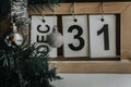 New Year's calendar and decorations. Holiday date December 31st. Royalty Free Stock Photo