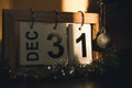 New Year& x27;s calendar and decorations. Holiday date December 31st.