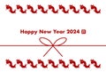 2024 New Year\'s card illustration. Year of the Dragon. Dragon pattern and ribbon design.