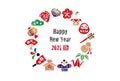 2021 New Year`s card illustration of lucky charms Royalty Free Stock Photo