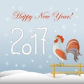 New year`s card with rooster