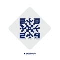 New Year\'s card with a stylized pixel snowflake. Link to the transition into the new year. Entry by QR code. Royalty Free Stock Photo