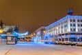 New Year`s Cathedral Square with christmas decorations in the center of Belgorod city