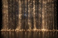 New Year's Christmas background made of thin fabric decorated with lights