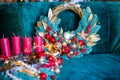 New Year`s or Christmas decor Christmas fair wreathes