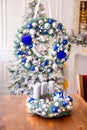 New Year`s or Christmas decor Christmas fair wreathes Royalty Free Stock Photo