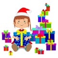 New Year`s or Christmas gifts and child