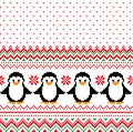 New Year`s Christmas pattern pixel with penguins vector illustration